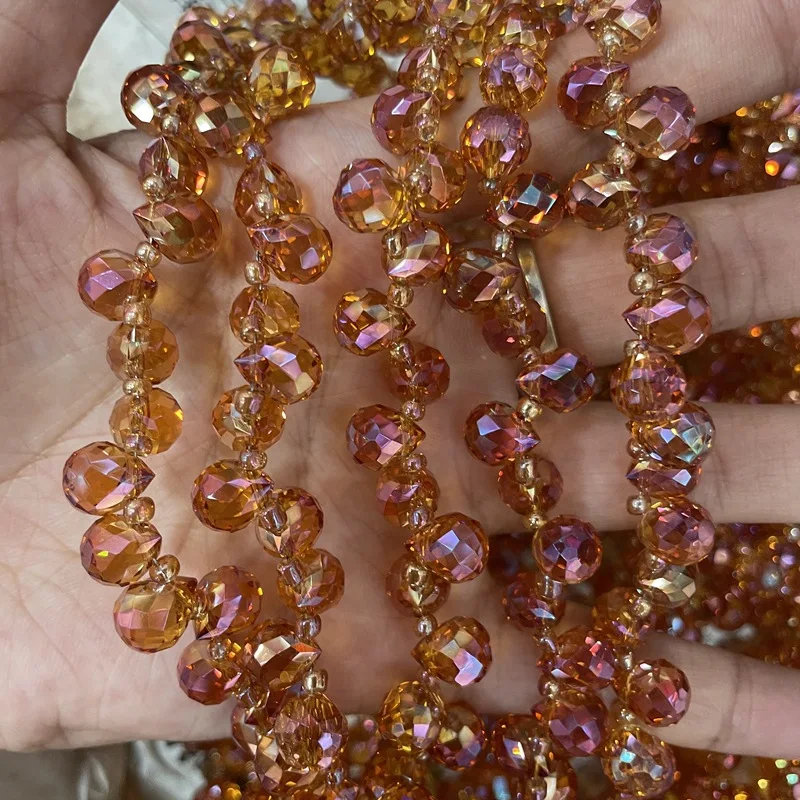 Pujiang Transverse Hole Water Drop Crystal Glass Bracelet Strawberry Glass Beads Diy Accessories Clothes Accessories Loose Beads