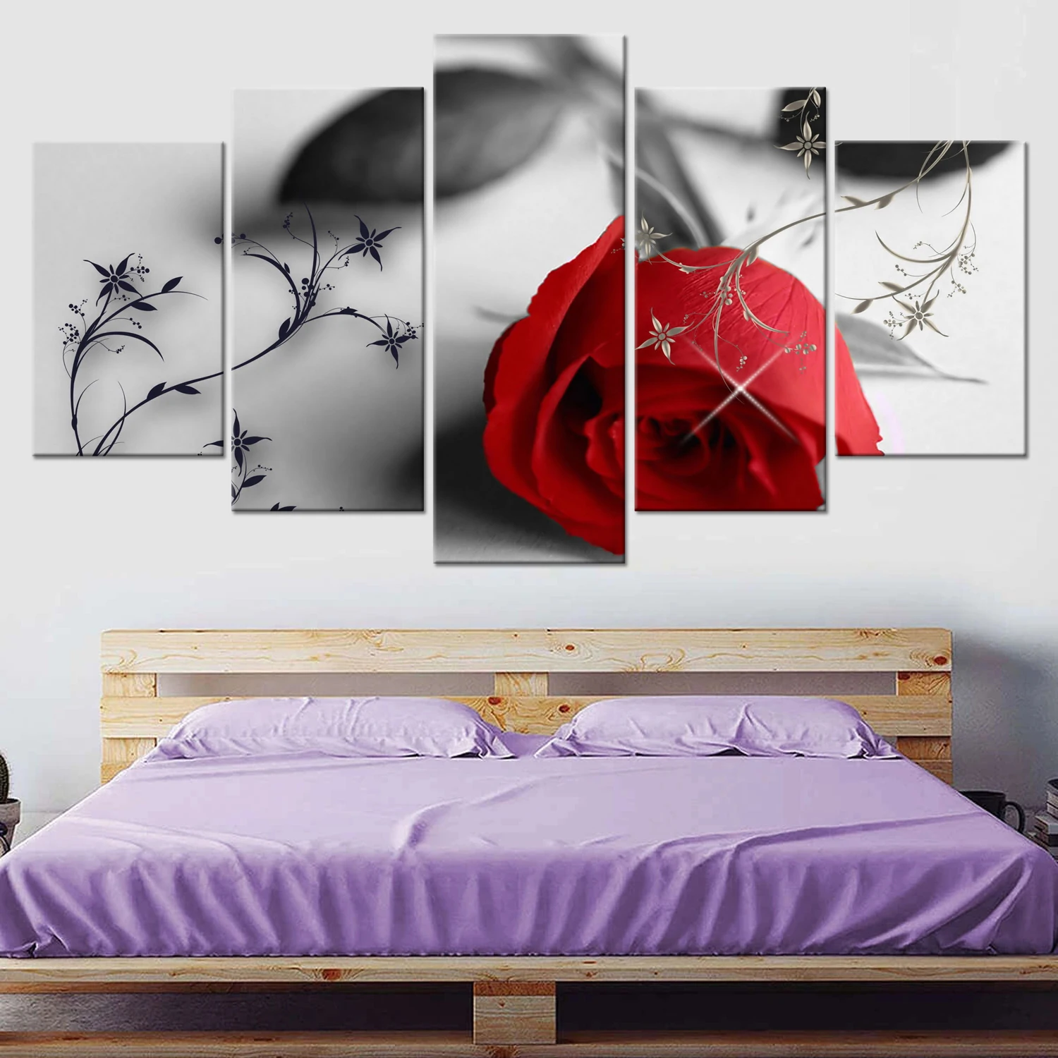 Picture Canvas Print Art Decor Flower Rose Vase Design Abstract Modern Oil Decoration Living Room Wall Painting