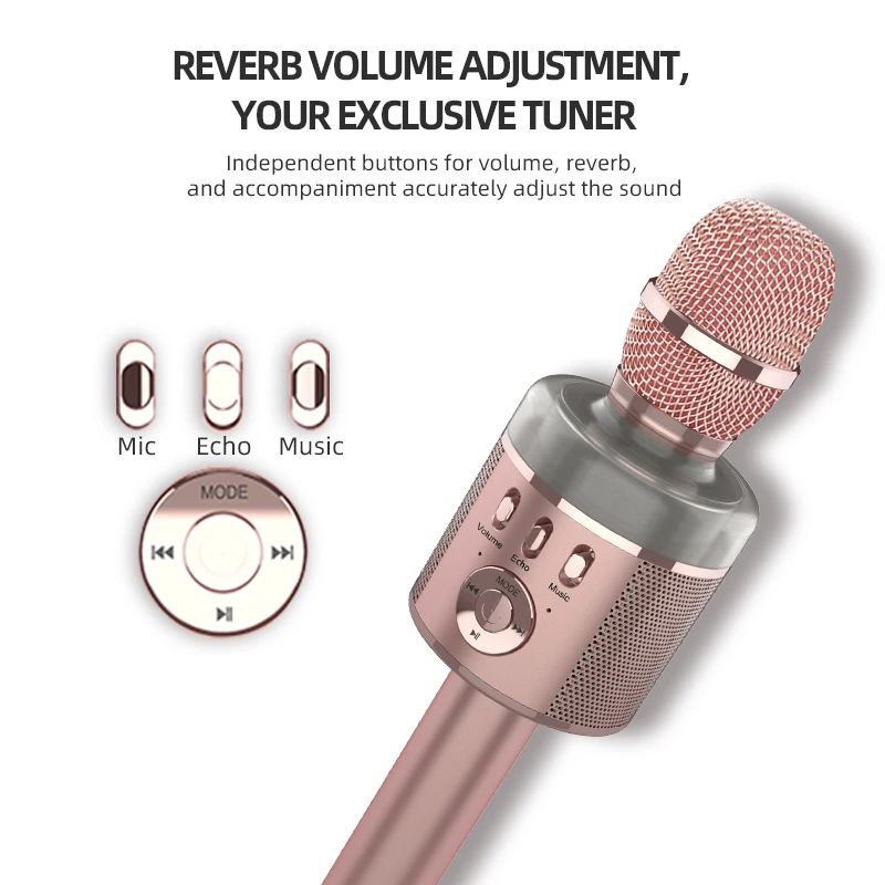 Karaoke Wireless USB Bluetooths Microphone With Screen KTV LED Recording Microphone And Speaker For Family Birthday Party