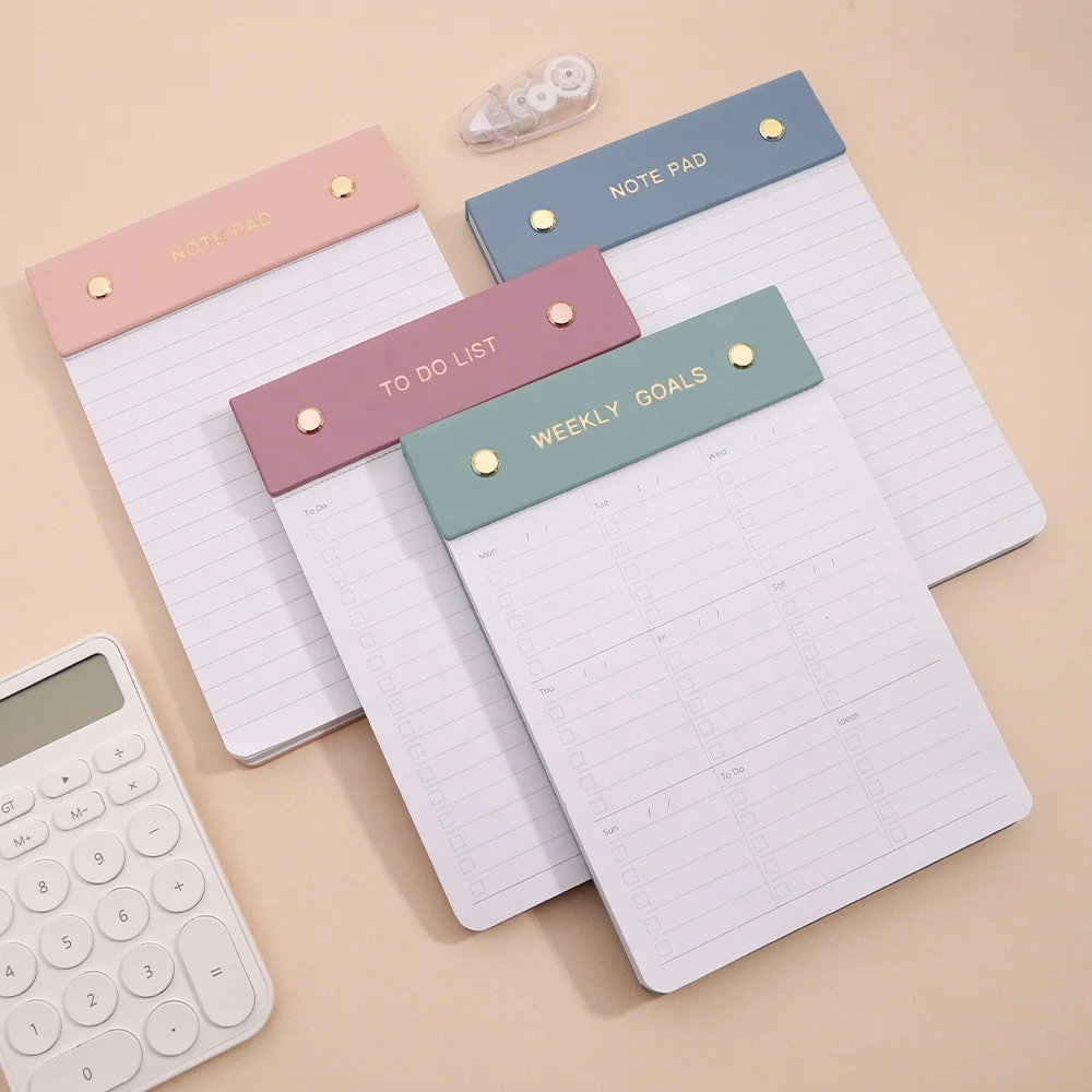 Low MOQ A5 PU Leather Custom Tear Off Notepad Writing Notepads