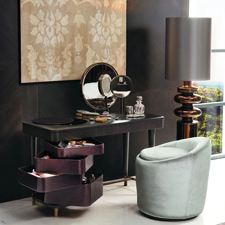 Bedroom Furniture Factory Price Vanity Dressing Table With Mirror and Stool With Storage Multi-function