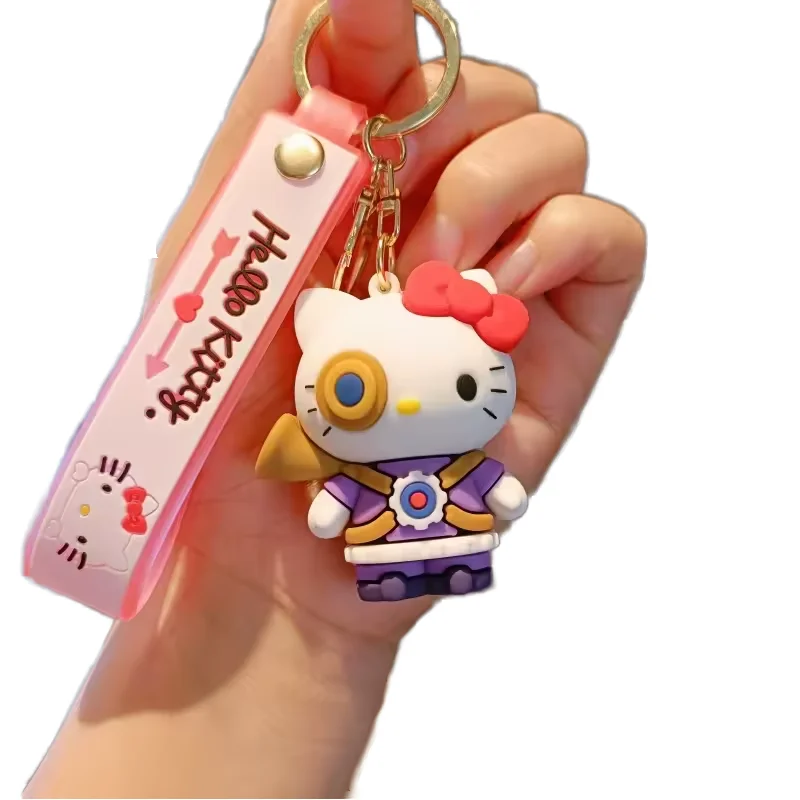 KT Unisex Sanlio Cat Doll Keychain Cute Electronic Music Inspired Hot Selling Cartoon Drag Pendant School Bag Car Keys Birthday