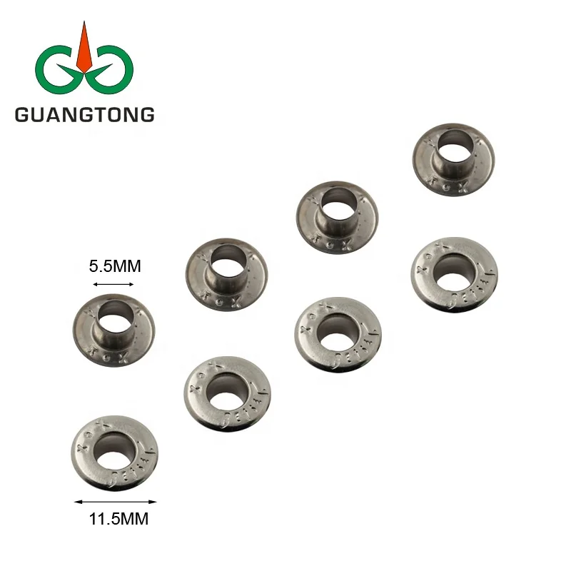Nickel free small eyelet for shoes,flat round edge metal silver grommet eyelets with custom logo