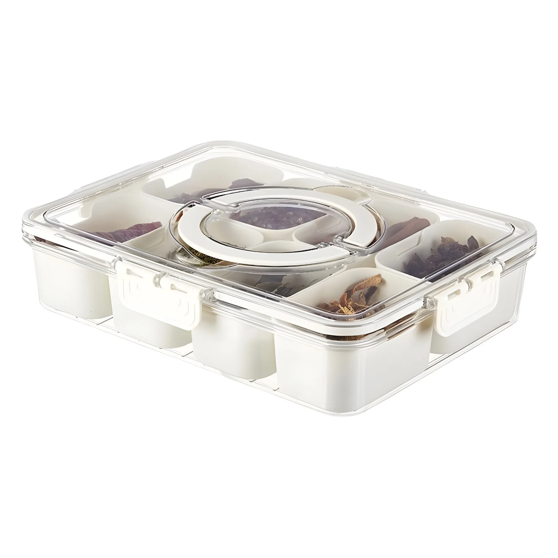 Onsin Portable 8 Compartment Clear Plastic Snack Platter Snack Box Container Snack Storage Box Divided Serving Tray with Divider