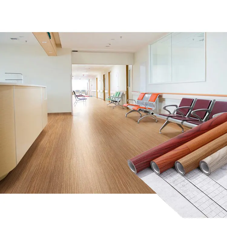 Wood Grain Look PVC Abrasion Resistant Floor Roll Self-Adhesive Decorative Luxury Vinyl Floor Self Adhesive Sticker