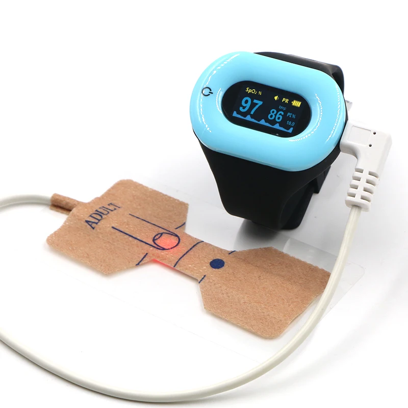 wrist pulse oximeter ble with reusable pediatric sensor with oled digital display