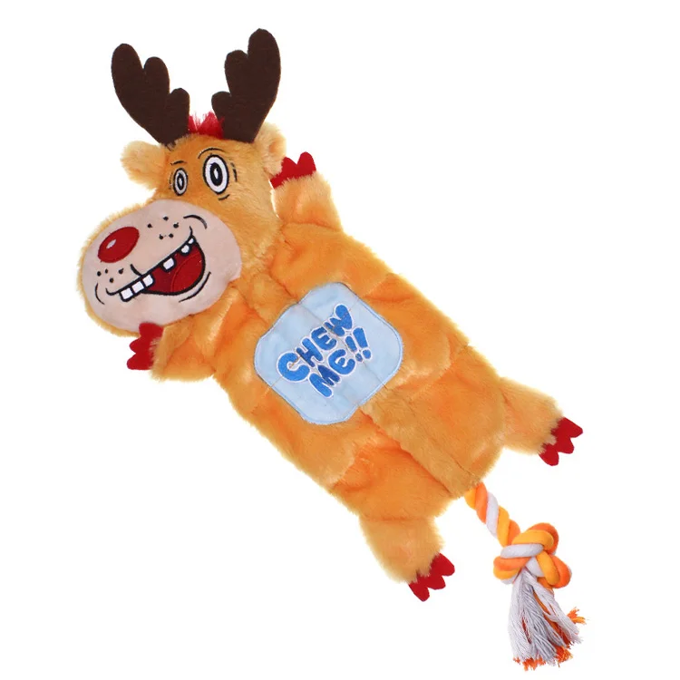 Dog Squeaky Toy super flat  Christmas deer  alligator  rhino Durable  With 6 Squeakers for Dog Chew toys plush toy