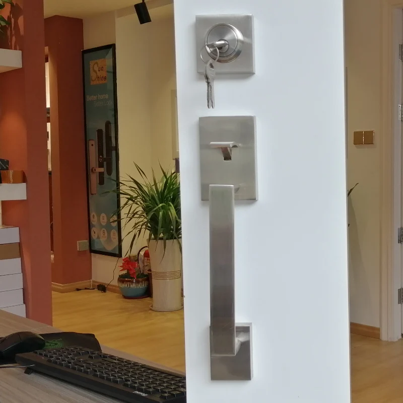 Modern Exterior Door Handle Set with Door Handle Lever and Single Cylinder Deadbolt Front Entry Door Handle set Lock