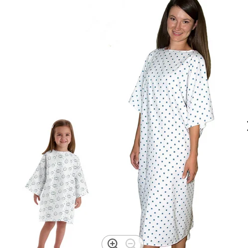 2023 Customized 3-Packs Hospital Clothing Printed Cotton Patient Gown