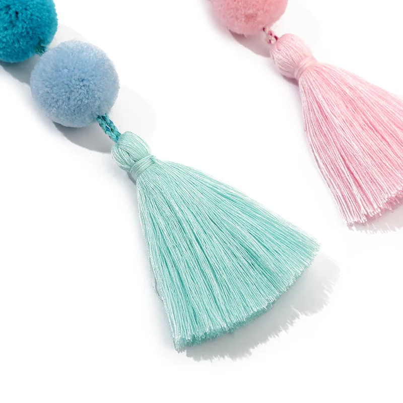 Purse Handbags Bag Decor Charms Pendant Key Ring Colorful Rainbow Boho Long Tassel PomPom Keychain