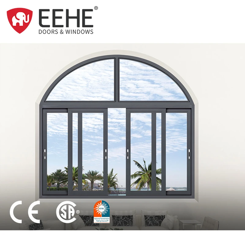 EEHE Interior Glass Sliding Window Soundproof Black Narrow Edge Aluminum Manufacturing Sliding Windows