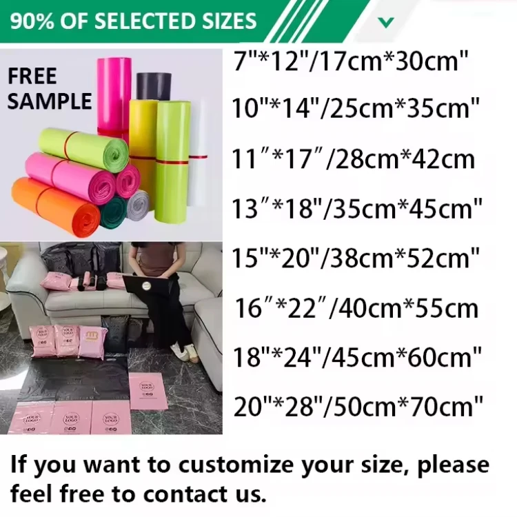 Wholesale recyclable silver poly mailers bags custom logo clothing packages plastic shipping bags for packing cloth mailing bag