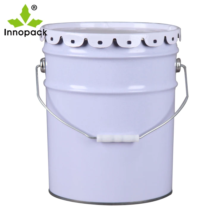 Nestable white empty 5 Gallon Steel Pail stackable durable 26 gauge steel 5 Gallon pails with lid for space saving storage