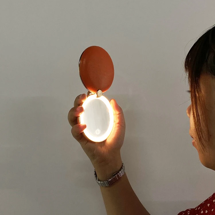 Oem Odm Mini Cute Fancy Cosmetic Face Make Up Led Makeup Mirror With Lights And Perfume