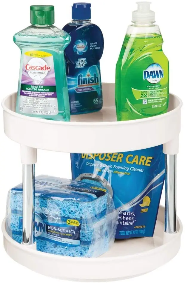 Suitable for cabinets, pantry, refrigerator, workbench, 2 floors Lazy Susan turntable food storage container