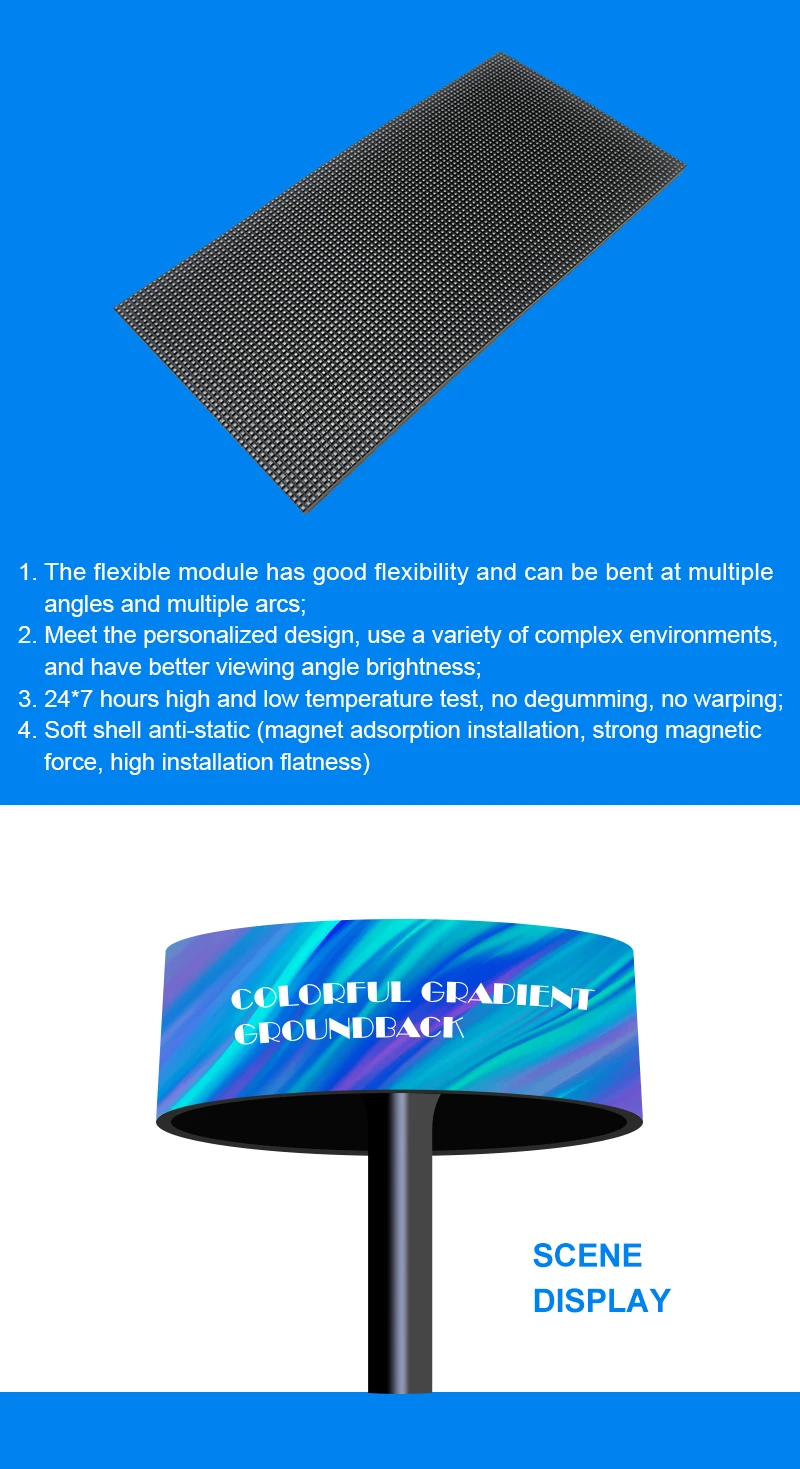 P3.076 soft led panel electronic advertising signs digital display wall led screen display panel