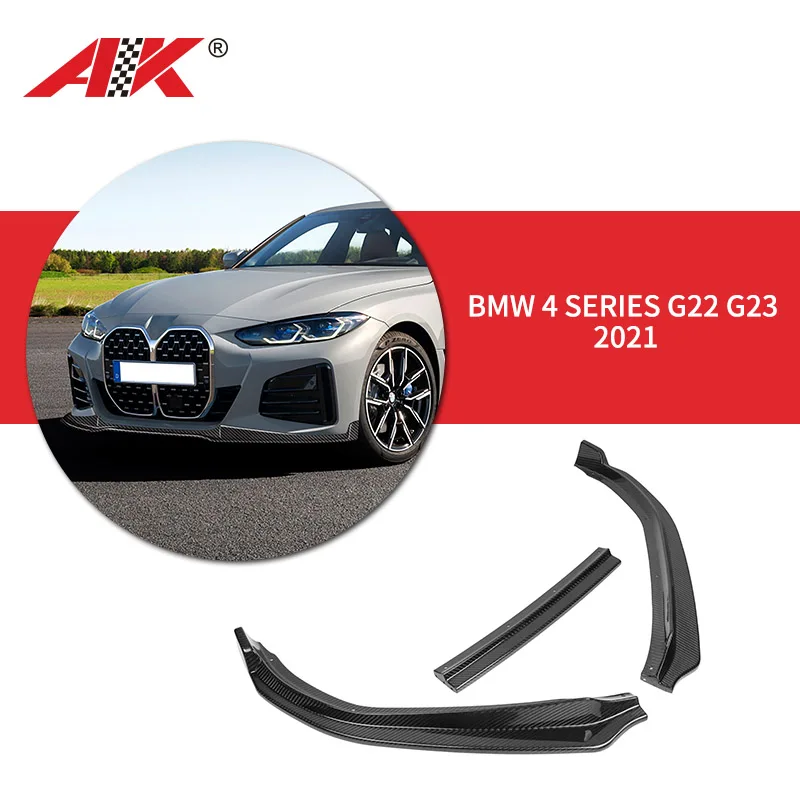 Three - segment stitching design, PP/CARBON FIBER, Front Bumper Body Kit Spoiler Lip For BMW 4 Series G22 G23 2021