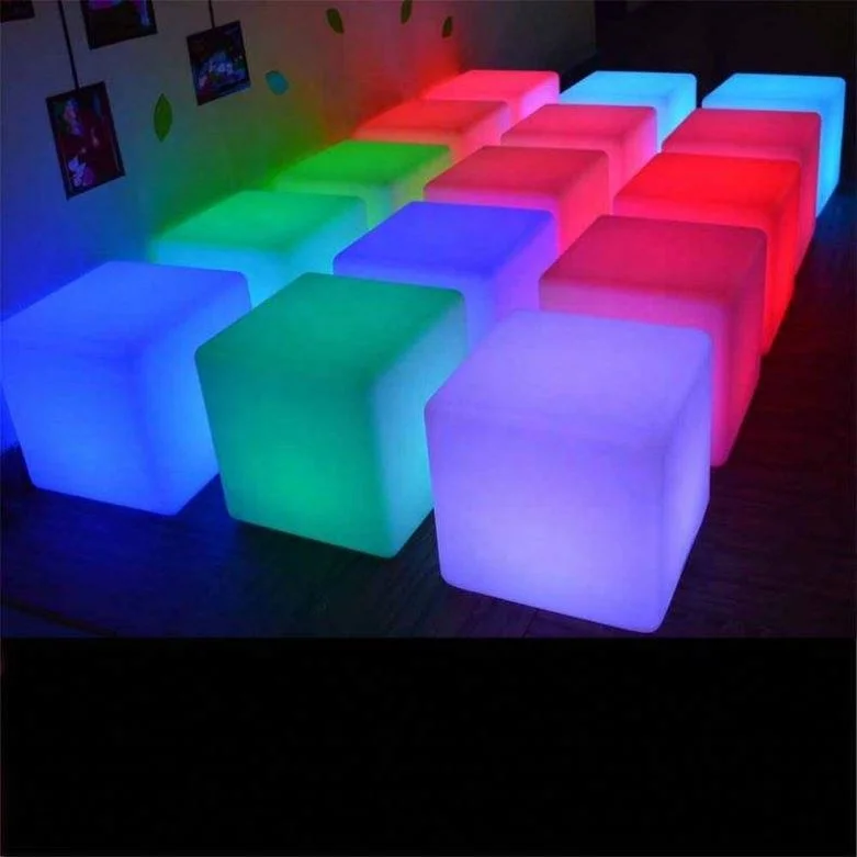 outdoor waterproof charging luminous chair bar furniture led cube 40 cm patio party table event plastic sofa lighting cubes