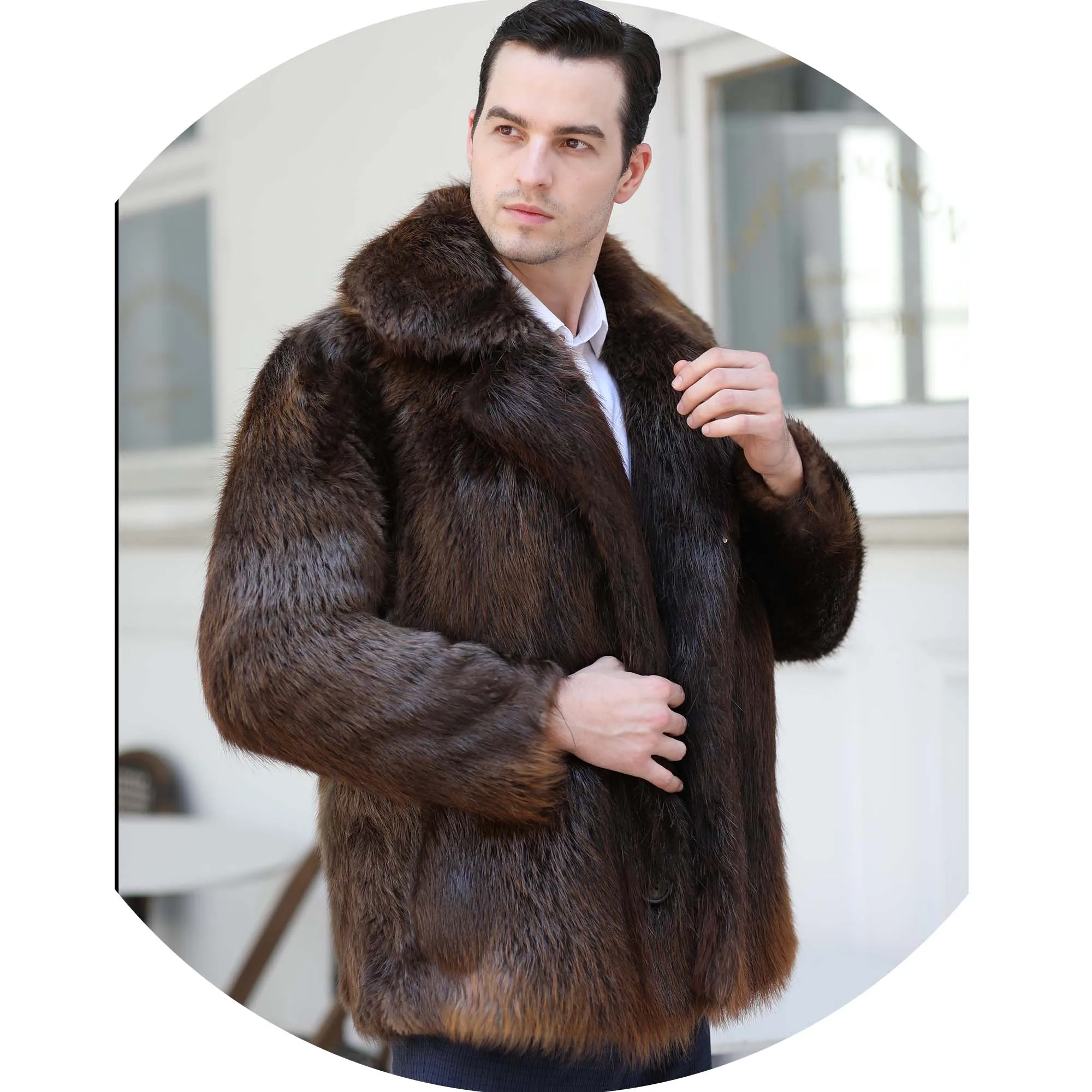 Customized Classic Desgin Plus Size Winter Mens Beavr Fur Jacket Coat