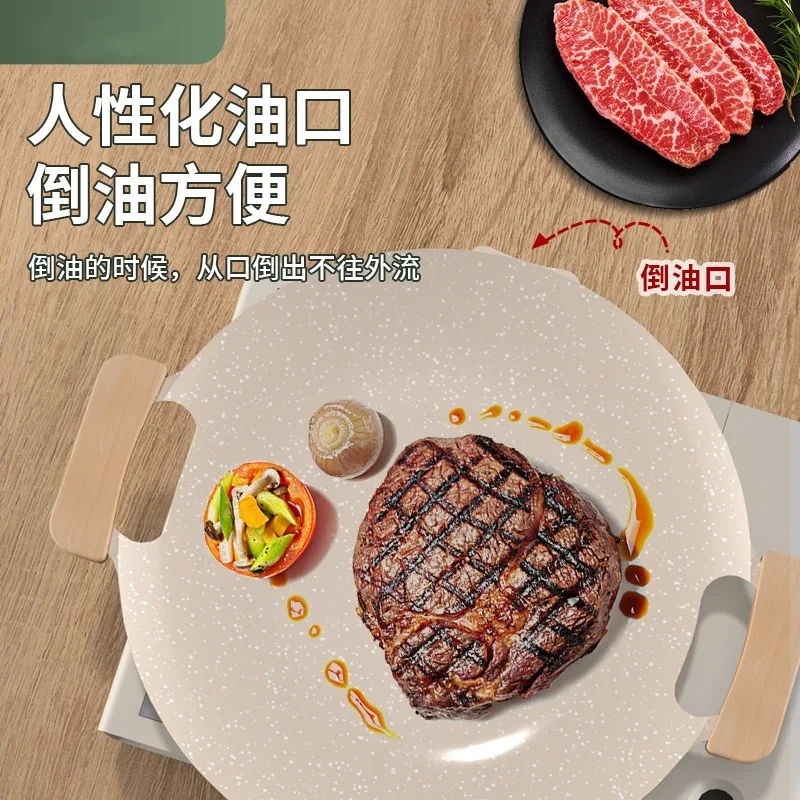 Outdoor Grilling Pan Picnic Portable Barbecue Plate Dual Purpose Iron Frying Pan Suit For Teppanyaki Induction Cooker