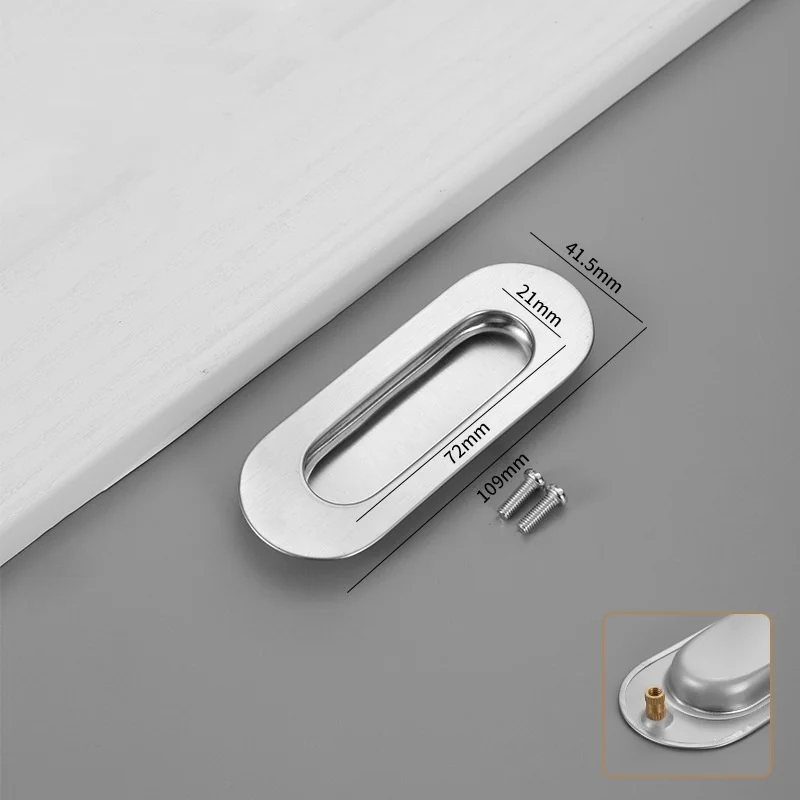 Oblong Sliding wheel door built in hidden pull round square stainless steel slide door oval handle