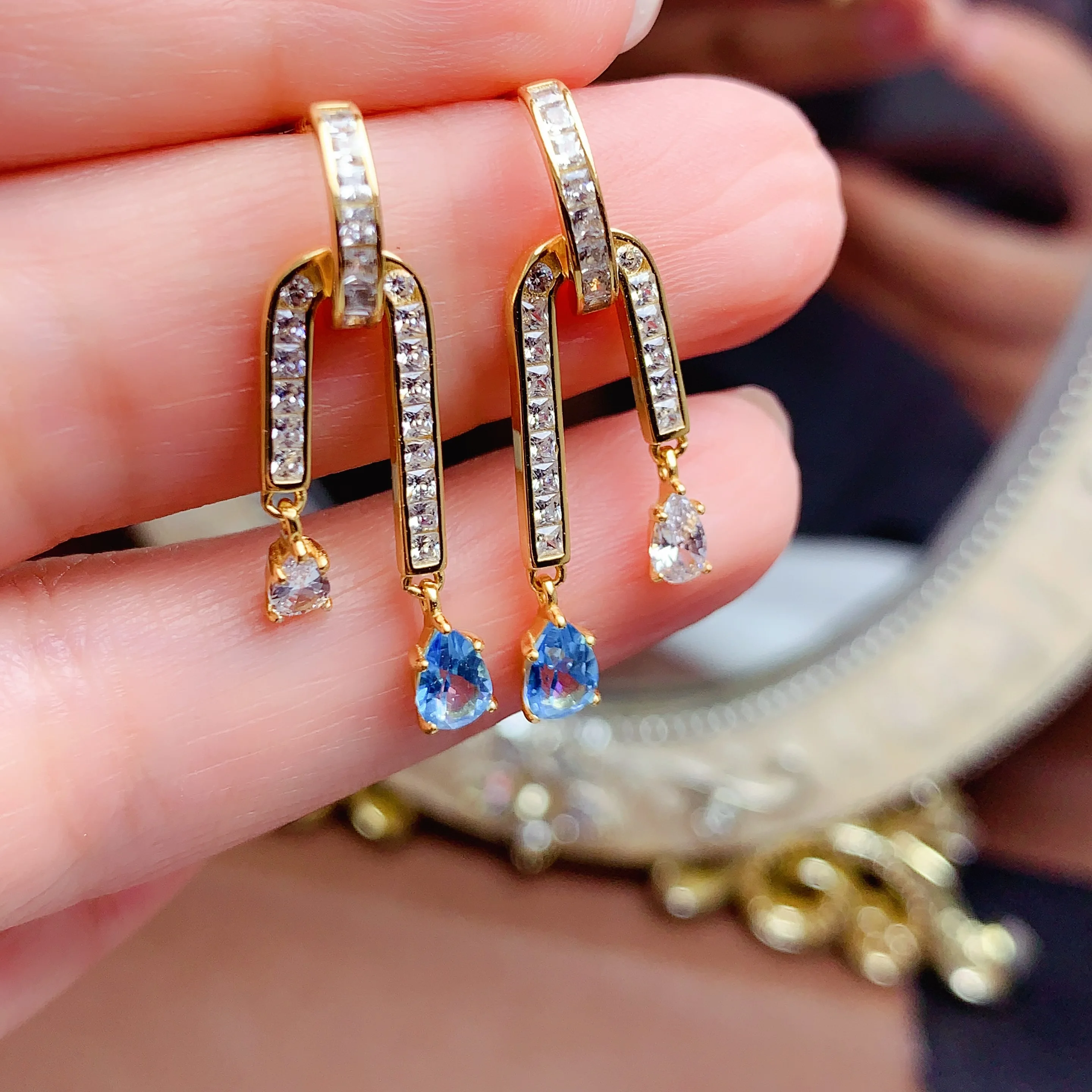 Low MOQ Feather Butterfly 925 Silver Natural Topaz Drop Designs Display Stand Jewelry For Women