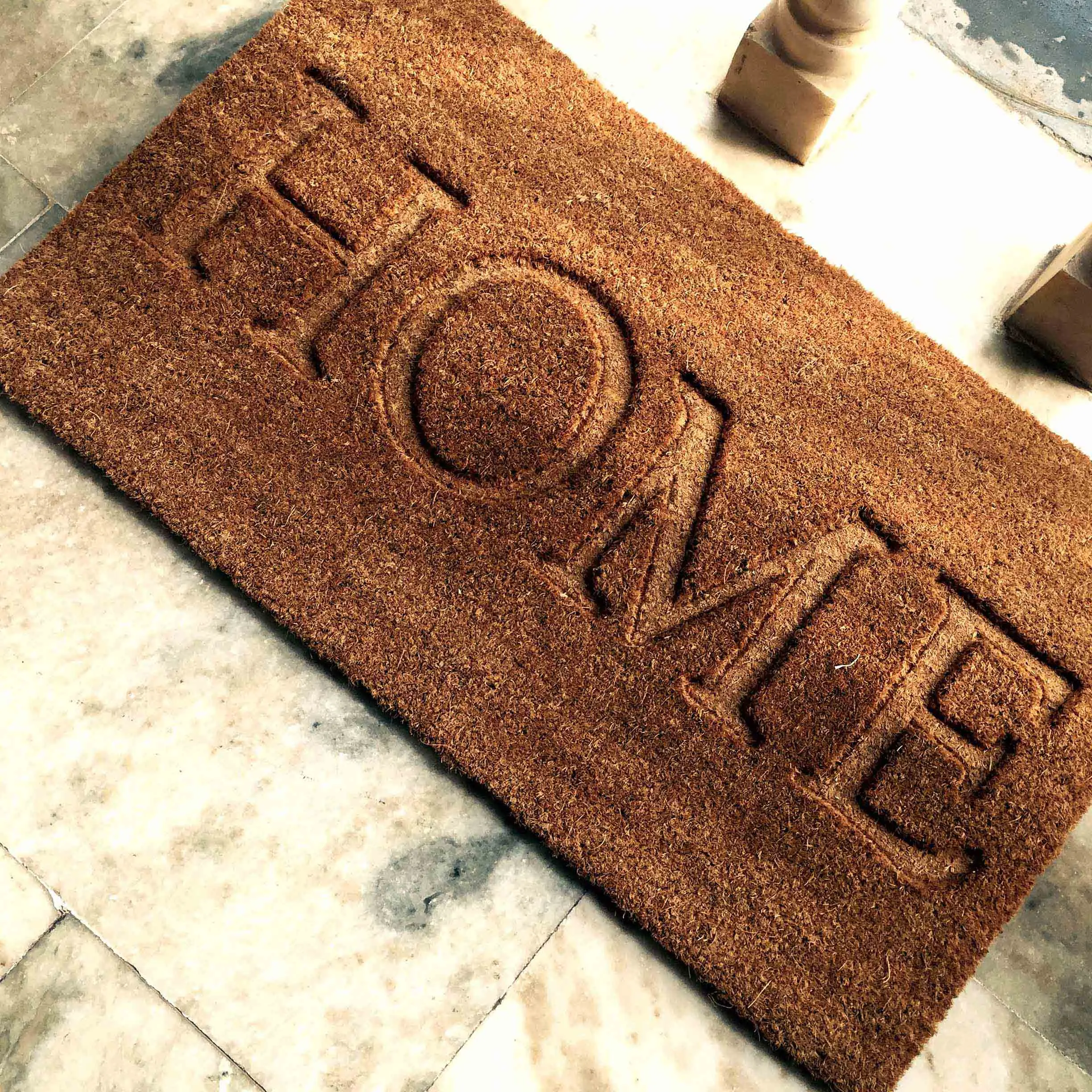Heavy Duty Brush Embossed Molded Coconut Fiber Coir Welcome Rubber Door Mats