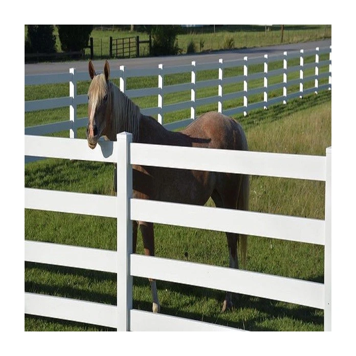 5ft height 4 rails flexible white black PVC vinyl plastic horse paddock farm fence panels with Gate