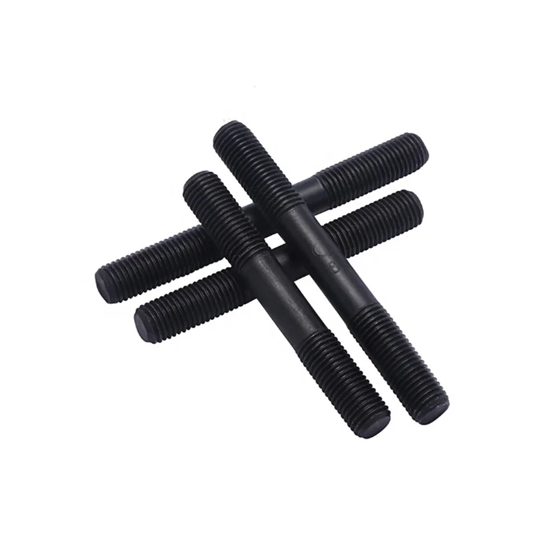 8.8 Grade Carbon Steel Trailer Wheel Double Threaded Stud Bolt M5 M8 Stud Bolt Black Zinc Double Threaded Bolt With