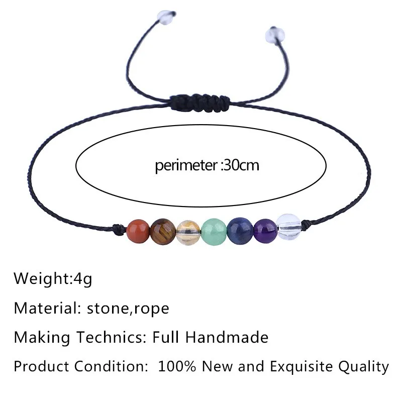Decompression Stone Bead Wax Line Bracelet Handmade Braid Rope Love Chakras Crystal Charm Bracelets Reiki Luck Jewelry Wish Card