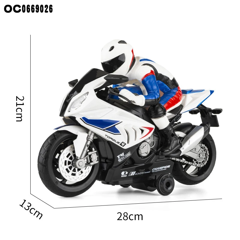 2.4G Rotating racing remote control rc stunt motorcycle kit toy with light sound