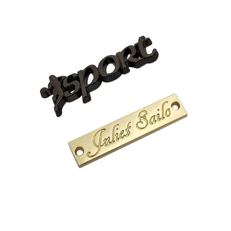 Customized fashion metal tag stainless steel brand logo metal bag label for clothing handbag
