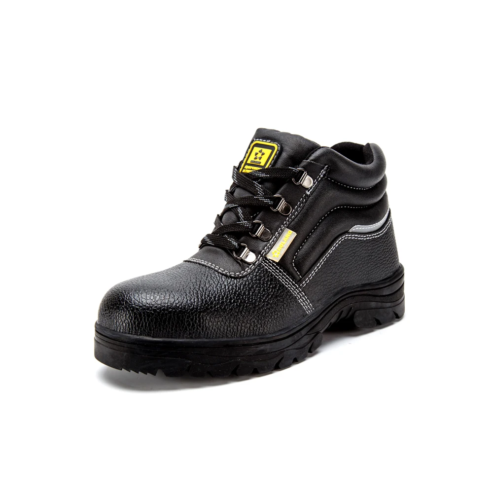 China factory high quality embossed cow leather anti slip industrial leather safety shoes work boots