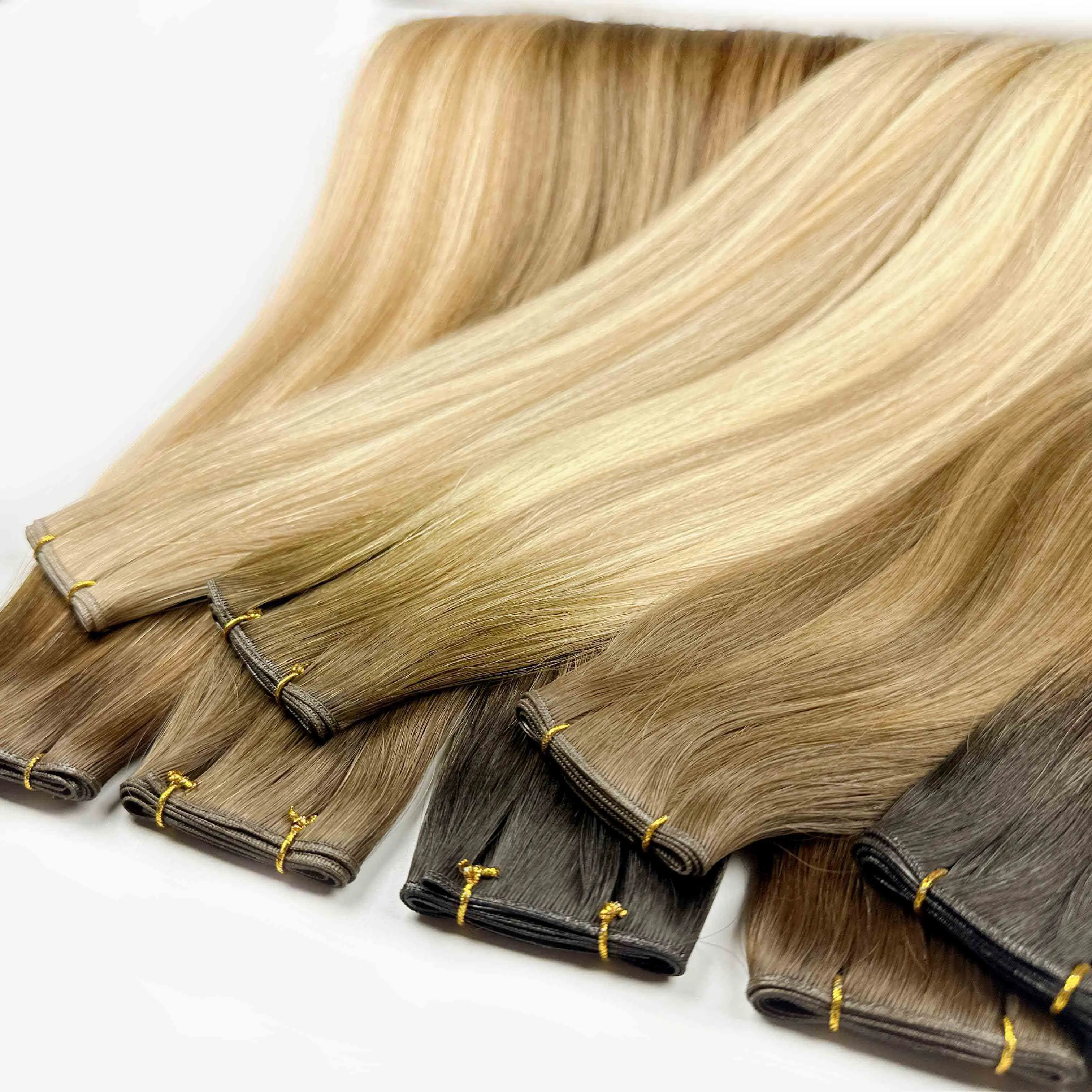 Super Thin&Light Invisible&Comfortable Remy Russian human hair extensions Color block Genius Weft hair extensions