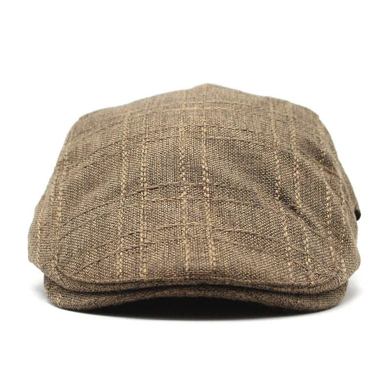 Custom vintage Baker Boy linen flax Cabbie flat cap for men Ivy Newsboy Tweed Golf Cap ivy Hat Cap