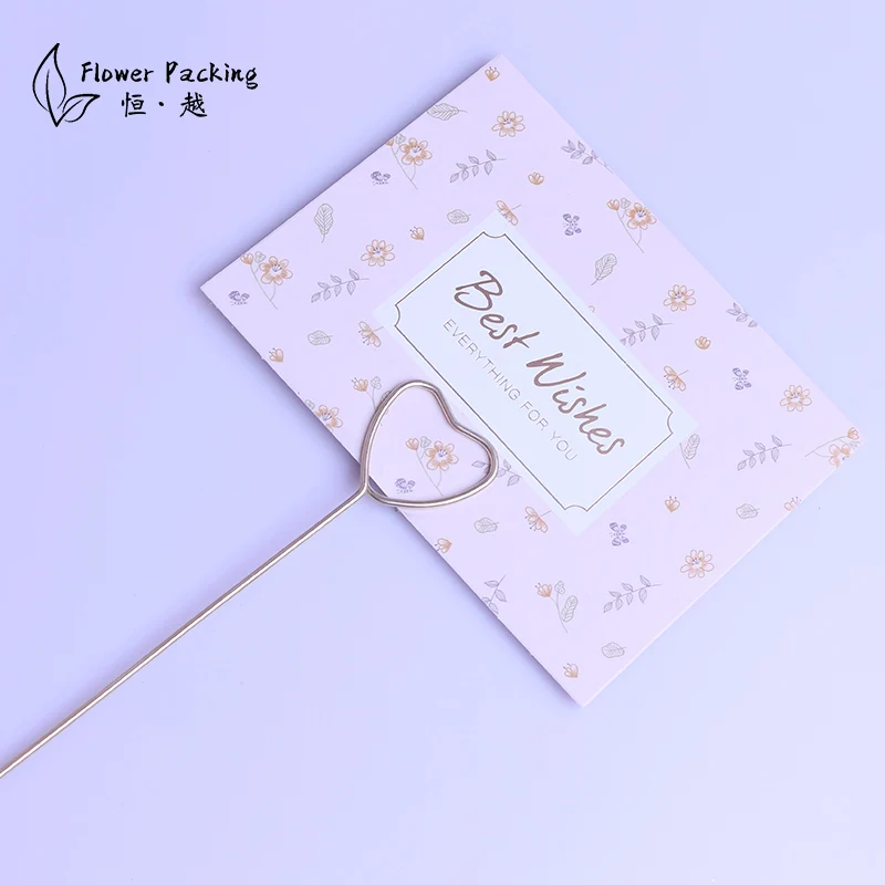 Metal Stick Birthday Card Holder Bouquet Card Insert Flower Packaging Material Florists Articles Creative Card Holder
