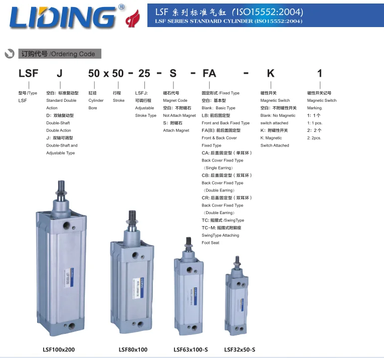 LIDING Brand LSI Series Mickey Mouse type double acting Pneumatic Standard Air Cylinder