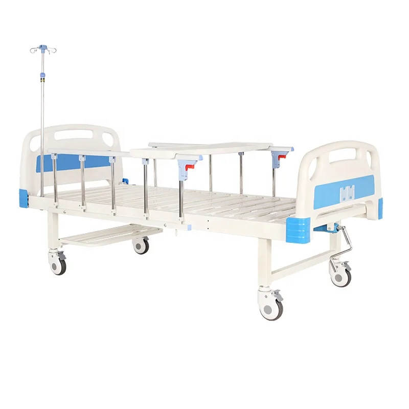 Iron Steel Medical Hospital Clinic Bed 1 Crank, 1 Function Adjustable Manual Simple Hospital Bed Price Low, Patient Nursing Bed
