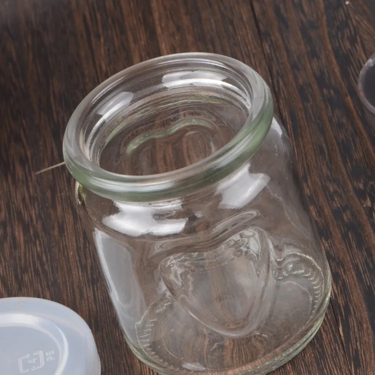 Food Grade Round Food Container Bottle Storage100ml 150ml Pudding Yogurt Milk Clear Glass Jar With Plastic Lid Cork
