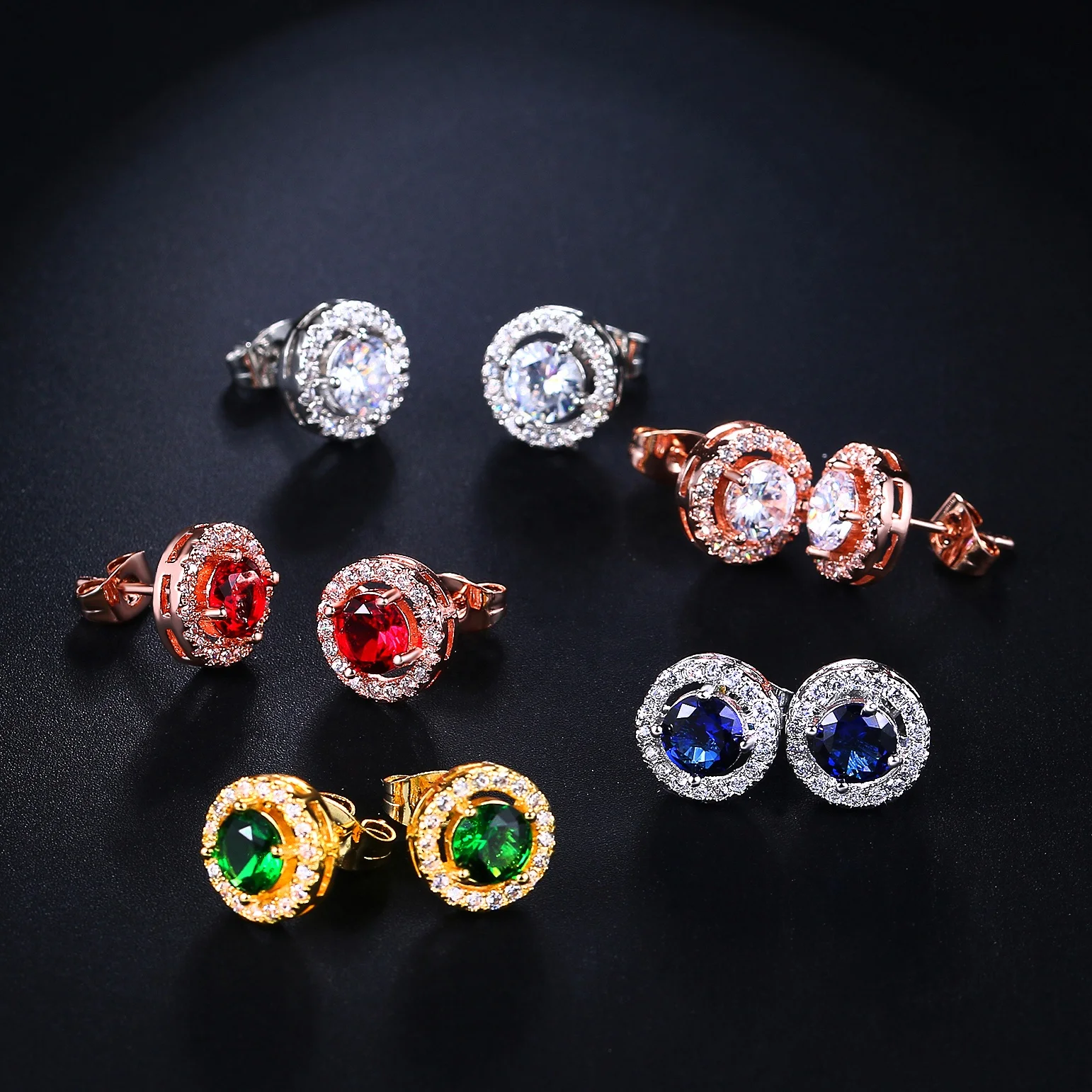  Joyeria бренд Aretes представляет дешевая оптовая продажа высокое качество круглые CZ кубический циркон бриллиант серьги гвоздики для женщин ювелирные изделия