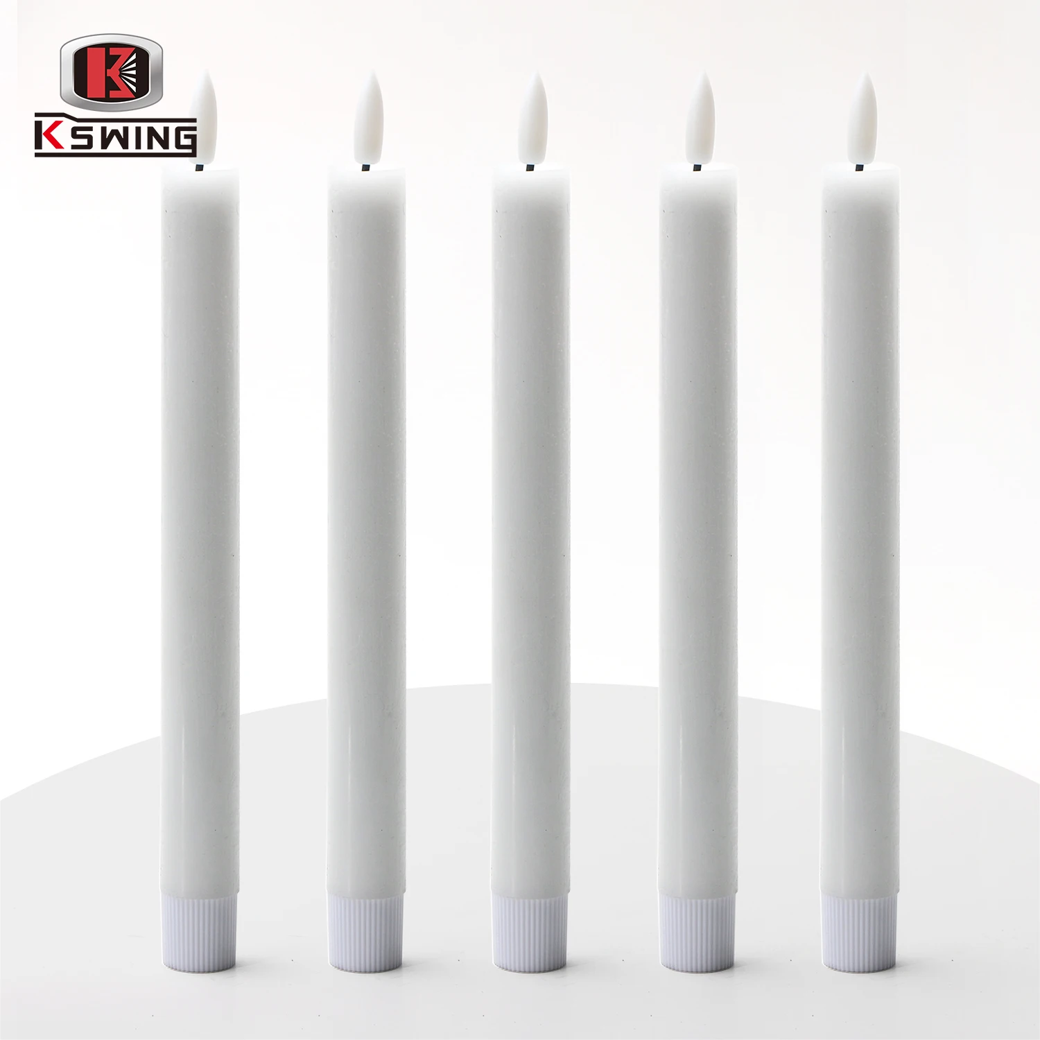 KSWING 4-Pack Rechargeable Flameless Taper Candles LED Spiral Window Candles 3D Wick Flickering Wax Battery Power Home Decor