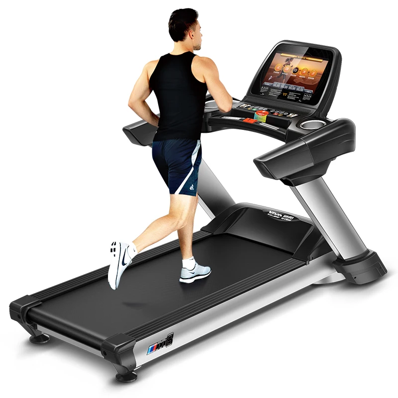 YPOO tv screen motorized treadmill ac motor fitness electric strong treadmill running treadmill semi commercial with  YPOOFIT APP