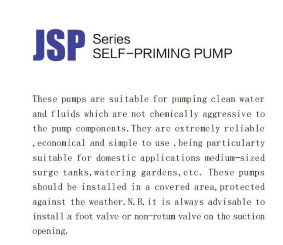 High quality garden self priming water jet pump price list