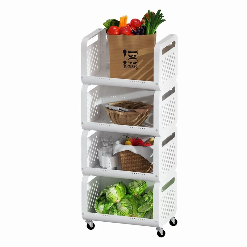Fashion Design Kitchen Fruit Vegetable Storage Trolley 4 Tier Utility Cart Kitchen Rolling Storage Trolley Rack with Wheels