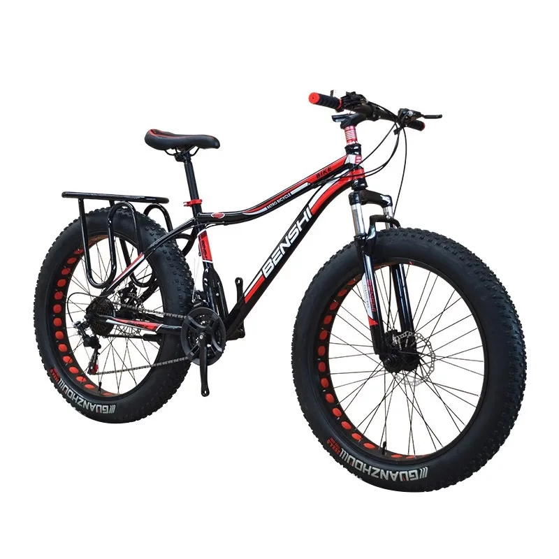 26 24 Inch Variable Speed Beach Snow Bike Shock Sorption Disc Brake Mountain Widened Tire Bicycle Fatbike Off Road Bikes