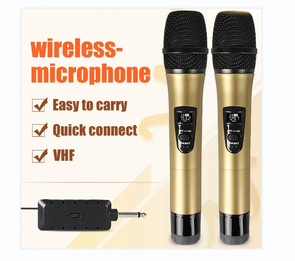 Professional Dynamic Factory OEM Universal Wireless mike Microphone Dual VHF Handheld Karaoke Microphone