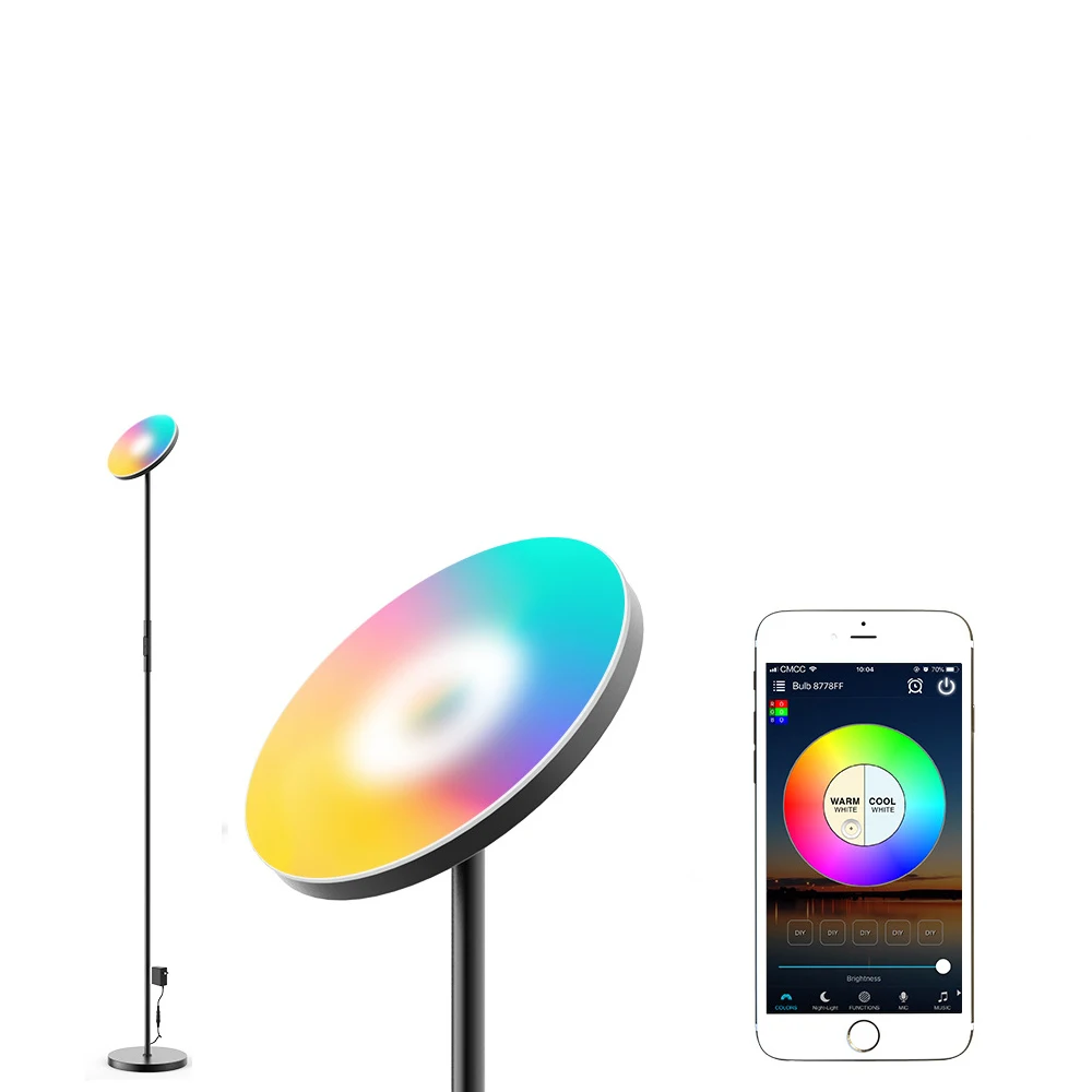 WiFi Modern Bedroom Black Led Simple Rgb Floor Light Color Changing Minimum Corner Stand Smallest Corner Floor Lamp