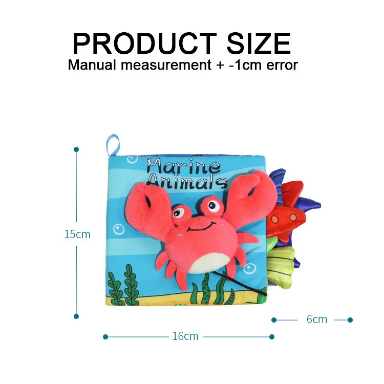 Story Cloth Books  Interactive Colorful Bugs and Marine Animals Crab Soft Fabric Book for Early Educational