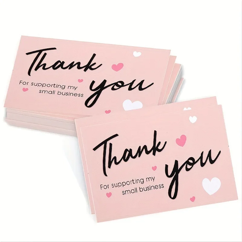 Personalized custom logo name design full color printing paper greeting thank you u order card for small business with logo