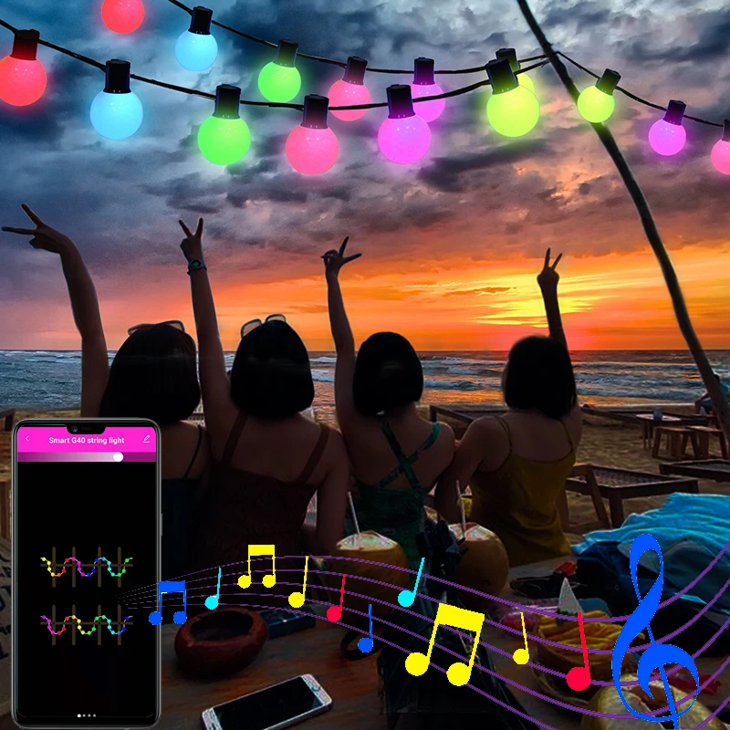 2021 Hot Sale RGB Smart Indoor String light Christmas Waterproof LED bulb Outdoor Decoration